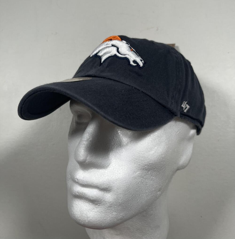 Denver Broncos Hat Cap Strap Back Mens One Size Blue NFL Football '47 Clean Up